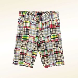 Relativity Madras Plaid Patchwork Bermuda Shorts Size 10 90s Vintage